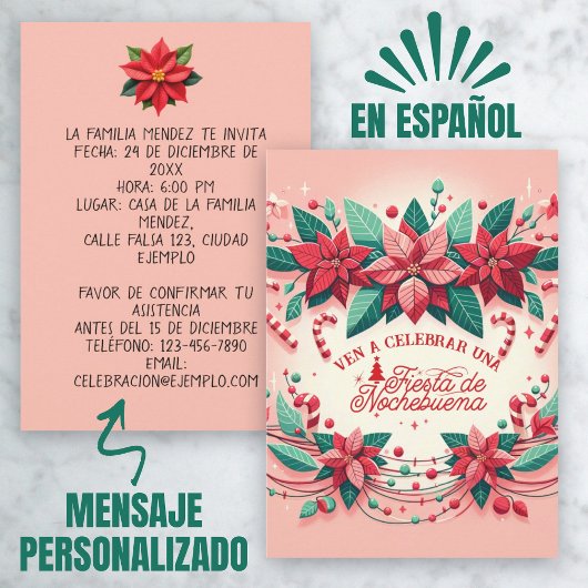Invitación Mexican Fiesta de Nochebuena Spanisch Einladung