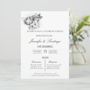 Invitación minimalista con anillo para boda einladung