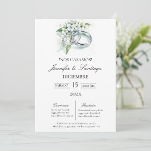 Invitación minimalista con anillo para boda einladung