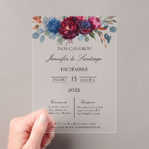 Invitación minimalista con flor Jewel para boda Acryleinladungen
