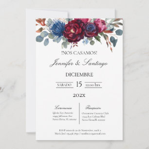 Invitación minimalista con flor Jewel para boda Einladung