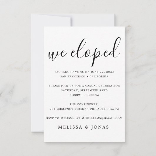 Invitación Minimalista moderna emitida Einladung (Rückseite)