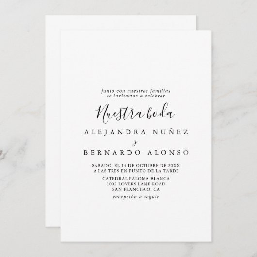 Invitación Minimalista y Sencilla de Nuestra Boda Einladung (Vorne/Hinten)