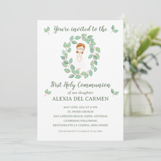 Invitación modelo Alexia Primera Comunión Einladung (Stehend Vorderseite)