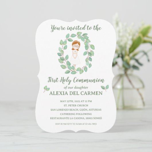 Invitación modelo Alexia Primera Comunión Einladung (Stehend Vorderseite)