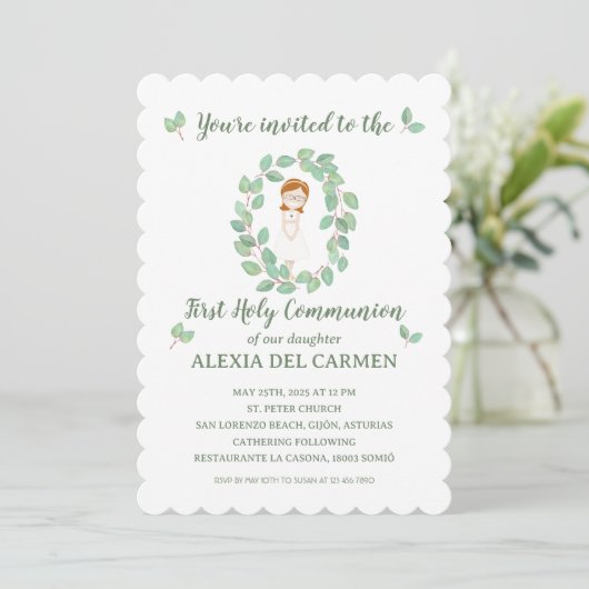 Invitación modelo Alexia Primera Comunión Einladung (Stehend Vorderseite)