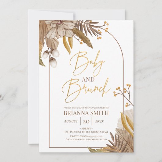 Invitación Modern Boho Floral Brunch Invitation Einladung (Vorderseite)