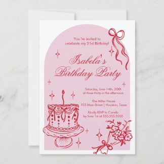 Invitación Modern girly doodle Birthday Invitation Einladung