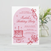 Invitación Modern girly doodle Birthday Invitation Einladung (Stehend Vorderseite)