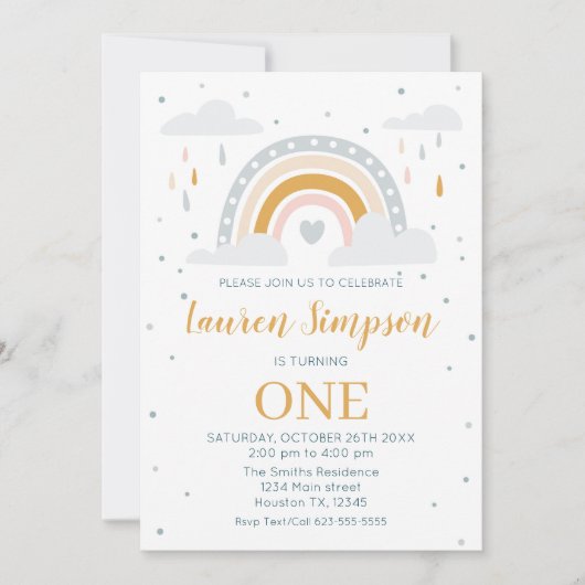 Invitación Modern Rainbow Invitation Birthday Einladung (Vorderseite)