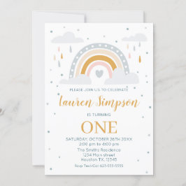 Invitación Modern Rainbow Invitation Birthday Einladung
