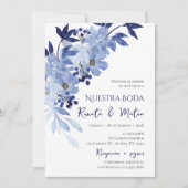 Invitación Navy Blue Spanish Wedding Invitation Einladung (Vorderseite)