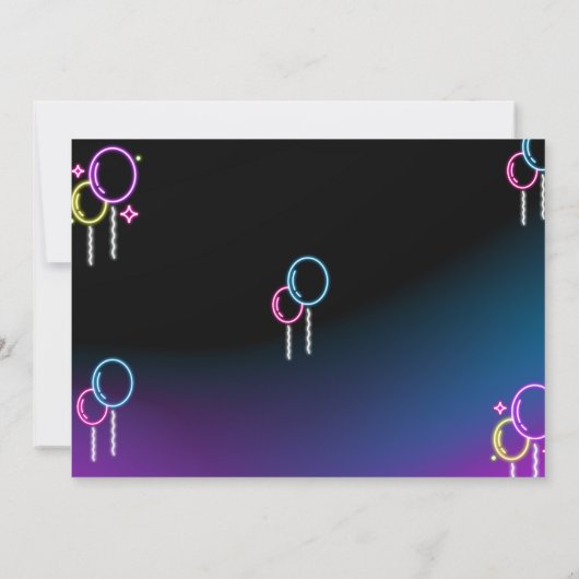 Invitación Neon Glow - Birthday Party with Photo Einladung (Rückseite)
