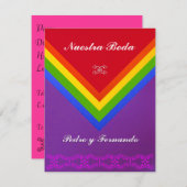 Invitación - Nuestra Boda - Bandera del arcoiris Einladung (Vorne/Hinten)
