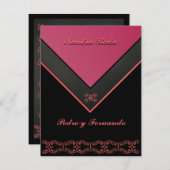 Invitación - Nuestra Boda - Negra, Rosa y naranja Einladung (Vorne/Hinten)