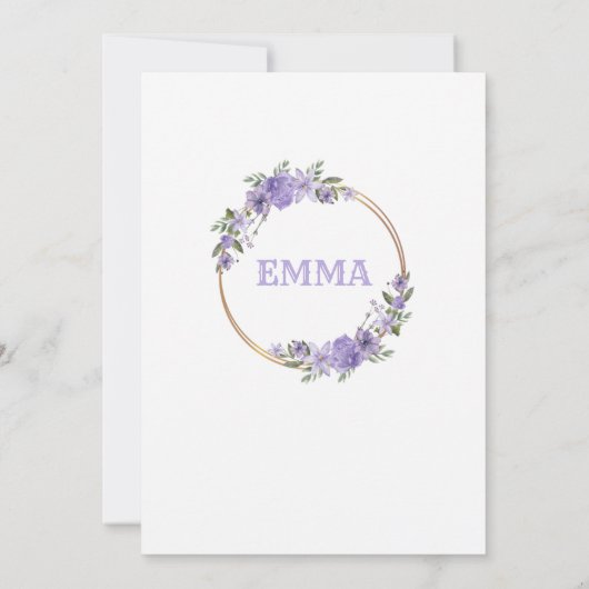 invitacion para Baby Shower con Flores purpura Einladung (Rückseite)