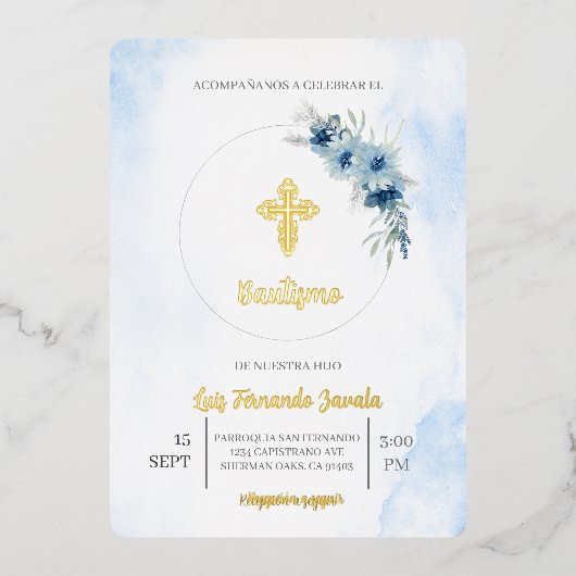 Invitación para bautismo de niño folieneinladung (Vorderseite)