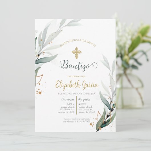 Invitación para bautismo einladung (Stehend Vorderseite)