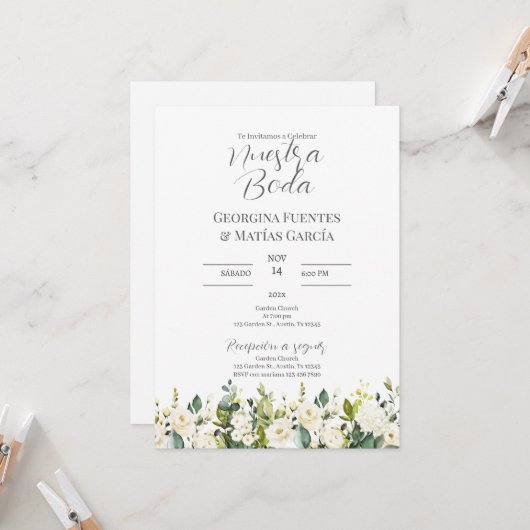 Invitación para Boda español Einladung (Vorderseite/Rückseite Beispiel)