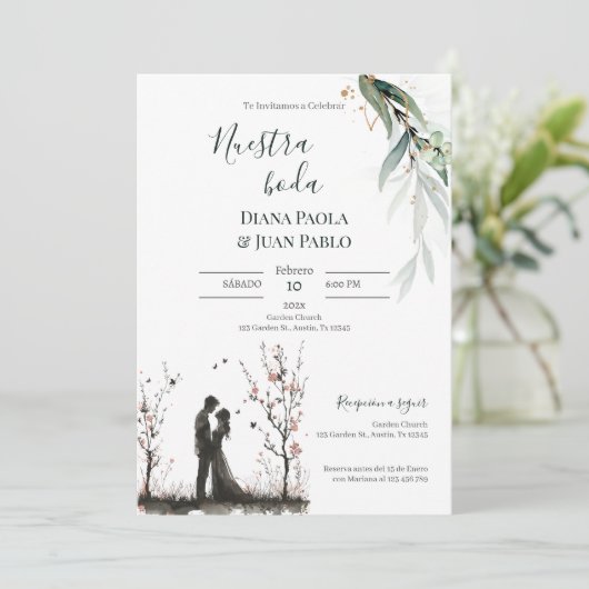 Invitación para Boda español Einladung (Stehend Vorderseite)