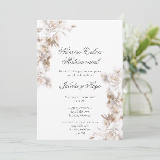 Invitación para boda ramo de flores einladung (Stehend Vorderseite)