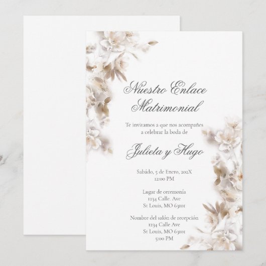 Invitación para boda ramo de flores einladung (Vorne/Hinten)