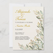 Invitacion Para Evento Verde Con Dorado (Vorderseite)