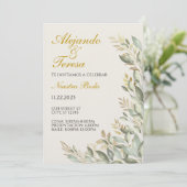 Invitacion Para Evento Verde Con Dorado Einladung (Stehend Vorderseite)