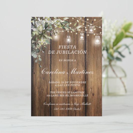 Invitación para Fiesta de Jubilación Personalizada Einladung (Stehend Vorderseite)