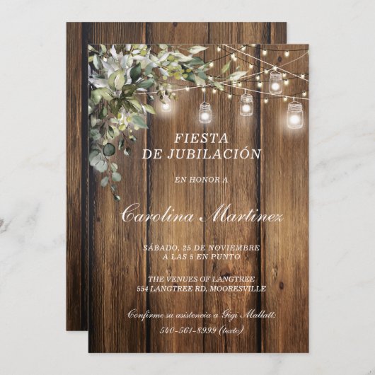 Invitación para Fiesta de Jubilación Personalizada Einladung (Vorne/Hinten)