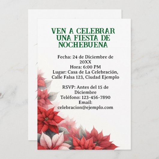 Invitación para Fiesta de Nochebuena Spanisch Einladung (Vorne/Hinten)