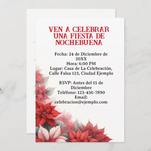 Invitación para Fiesta de Nochebuena Spanisch Einladung (Vorne/Hinten)