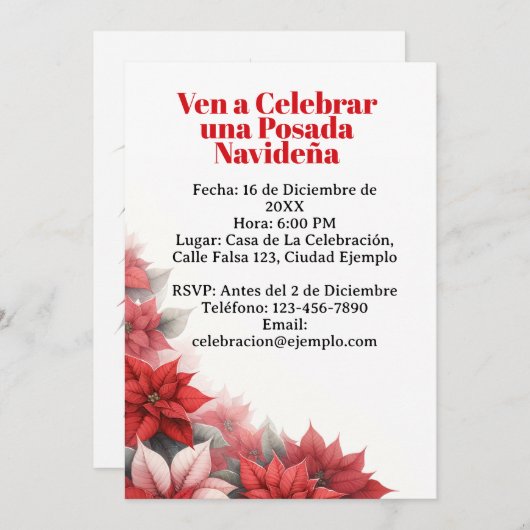 Invitación para Posada Navideña Spanisch Einladung (Vorne/Hinten)