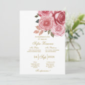 Invitación para xv años con flor rosa einladung (Stehend Vorderseite)