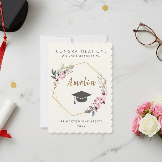 Invitación Personalized graduation ticket with cap Einladung