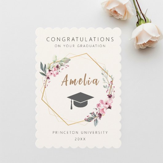 Invitación Personalized graduation ticket with cap Einladung