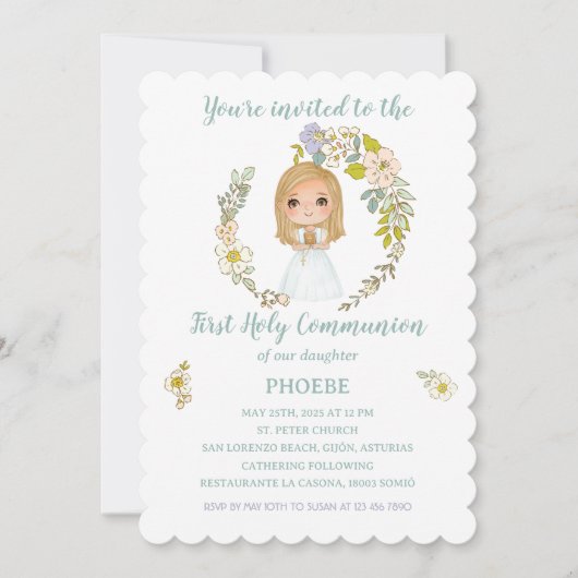 Invitación PHOEBE Primera Comunión Einladung (Vorderseite)