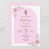 Invitación Pink Baptism Invitation Einladung (Vorne/Hinten)