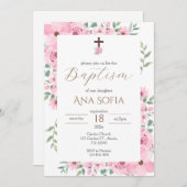 Invitación Pink Baptism Invitation Einladung (Vorne/Hinten)