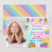 Invitación Pop It Niña Einladung (Vorne/Hinten)