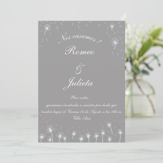 invitación pre-boda diente de león einladung (Stehend Vorderseite)