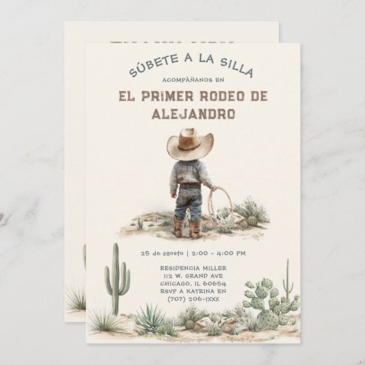 Invitación Primer Rodeo Infantil Personalizada Einladung (Vorne/Hinten)