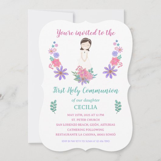 Invitación Primera Comunión CECILIA Einladung (Vorderseite)