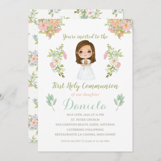 Invitación Primera Comunión DANIELA Einladung (Vorne/Hinten)