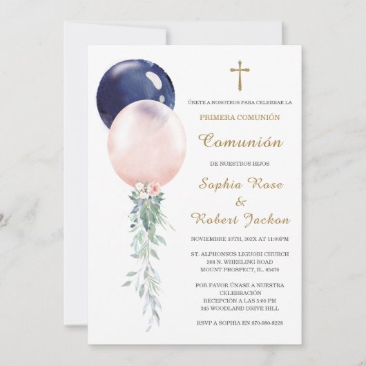 Invitación Primera Comunión Gemelos Einladung (Vorderseite)