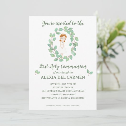 Invitación Primera Comunión modelo Alexia Einladung (Stehend Vorderseite)