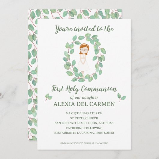 Invitación Primera Comunión modelo Alexia Einladung (Vorne/Hinten)