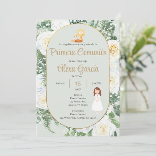 Invitación Primera Comunión Niña Einladung (Stehend Vorderseite)