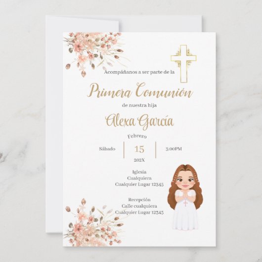 Invitación Primera Comunión Niña Einladung (Vorderseite)