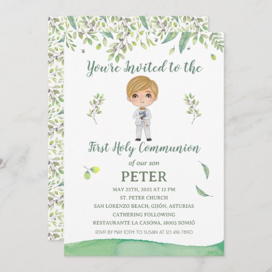 Invitación Primera Comunión PETER Einladung (Vorne/Hinten)